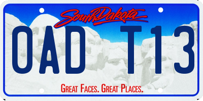 SD license plate 0ADT13