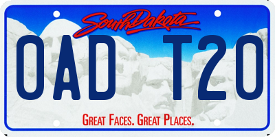 SD license plate 0ADT20