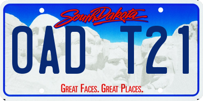 SD license plate 0ADT21