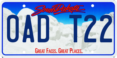 SD license plate 0ADT22