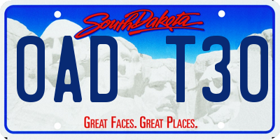 SD license plate 0ADT30