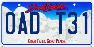 SD license plate 0ADT31