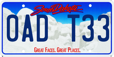 SD license plate 0ADT33