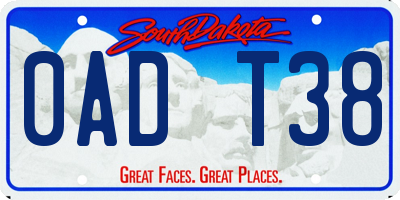 SD license plate 0ADT38