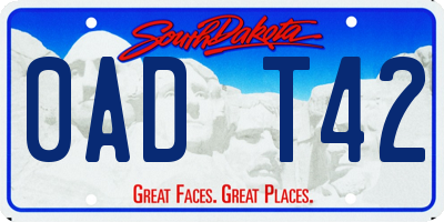 SD license plate 0ADT42