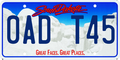 SD license plate 0ADT45