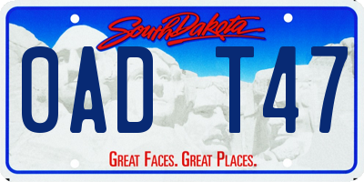 SD license plate 0ADT47