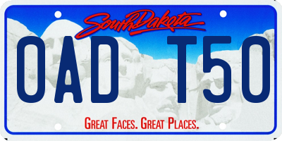 SD license plate 0ADT50