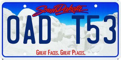 SD license plate 0ADT53