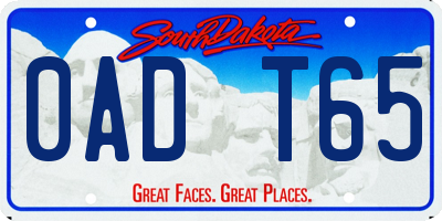 SD license plate 0ADT65