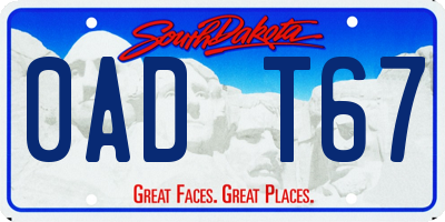 SD license plate 0ADT67