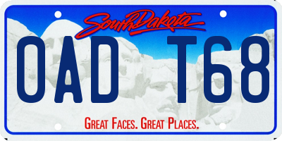 SD license plate 0ADT68