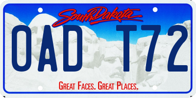 SD license plate 0ADT72