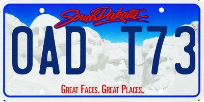 SD license plate 0ADT73