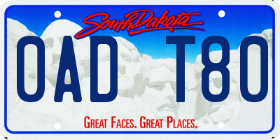 SD license plate 0ADT80