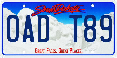 SD license plate 0ADT89