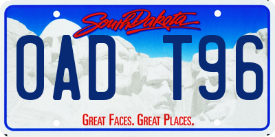 SD license plate 0ADT96