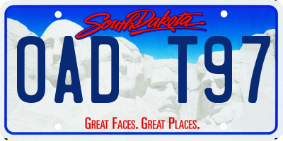 SD license plate 0ADT97