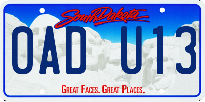 SD license plate 0ADU13