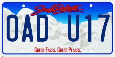 SD license plate 0ADU17