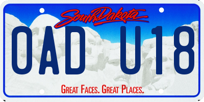 SD license plate 0ADU18