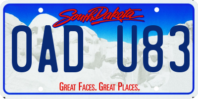 SD license plate 0ADU83