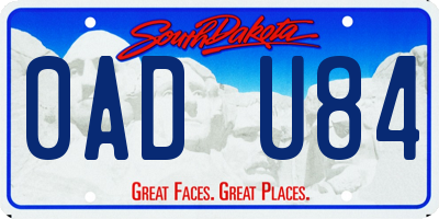 SD license plate 0ADU84