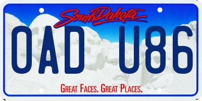 SD license plate 0ADU86