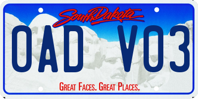 SD license plate 0ADV03