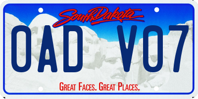 SD license plate 0ADV07