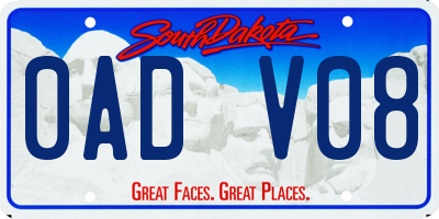 SD license plate 0ADV08