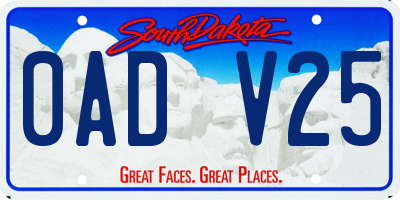 SD license plate 0ADV25