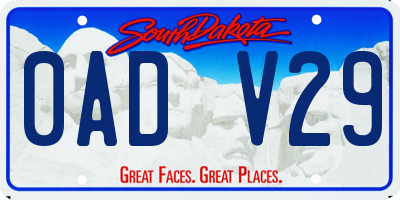 SD license plate 0ADV29