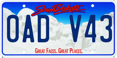 SD license plate 0ADV43