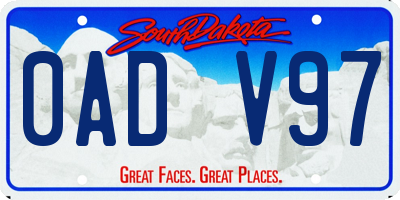 SD license plate 0ADV97