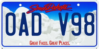 SD license plate 0ADV98