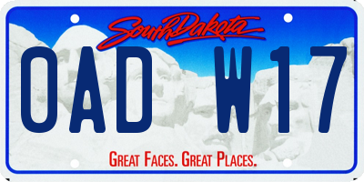 SD license plate 0ADW17