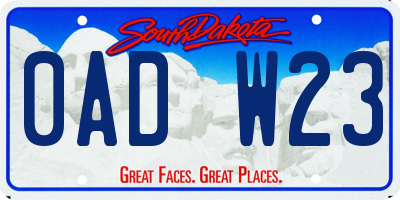 SD license plate 0ADW23