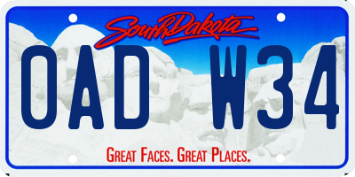 SD license plate 0ADW34