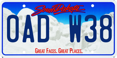 SD license plate 0ADW38