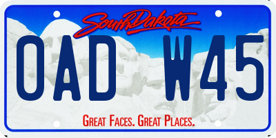 SD license plate 0ADW45