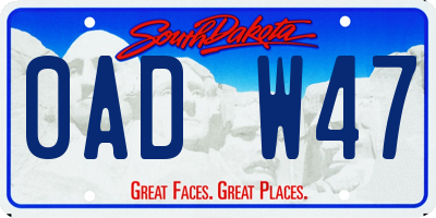 SD license plate 0ADW47