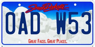 SD license plate 0ADW53