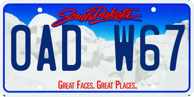 SD license plate 0ADW67