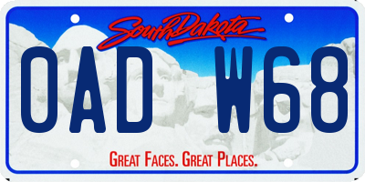 SD license plate 0ADW68