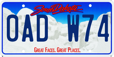 SD license plate 0ADW74