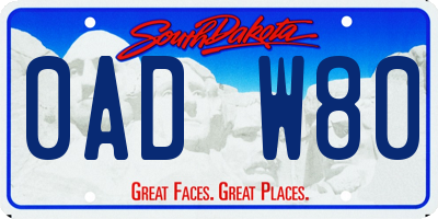 SD license plate 0ADW80