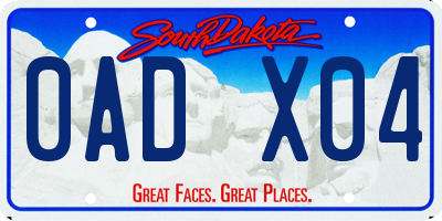 SD license plate 0ADX04