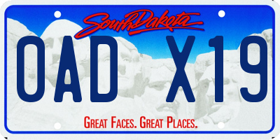 SD license plate 0ADX19