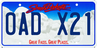 SD license plate 0ADX21